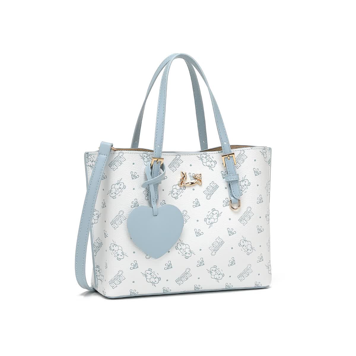 AFGH×粉红豹【联名款】卡通可爱时尚甜美高颜值通勤百搭手提包单肩包 蓝色【赠挂件+礼盒】