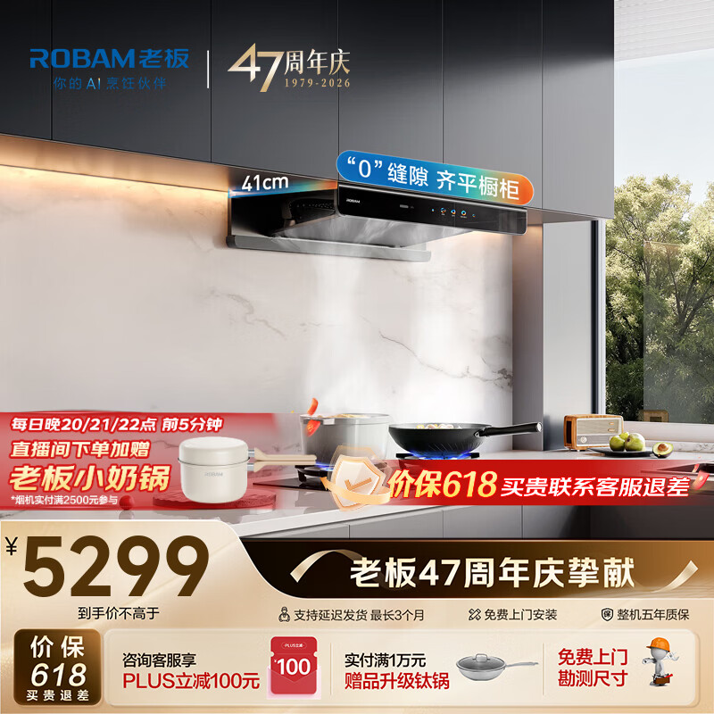 老板（Robam）油烟机E2P/E2 家用抽油烟机28风量1380Pa静压搭配烟灶联动D2灶双腔变频大吸力吸油烟机套装66D5-E2 【智慧烟灶联动套装】E2P+D2 天然气