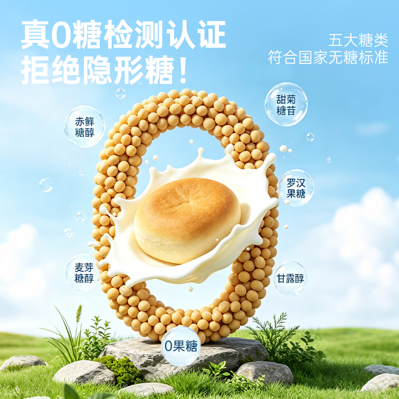 芝洛洛0糖豆乳夹心餐包早餐整箱【每箱8个】饱腹零食健康早餐夹心面包 【豆乳夹心面包】白豆味*1箱共320g