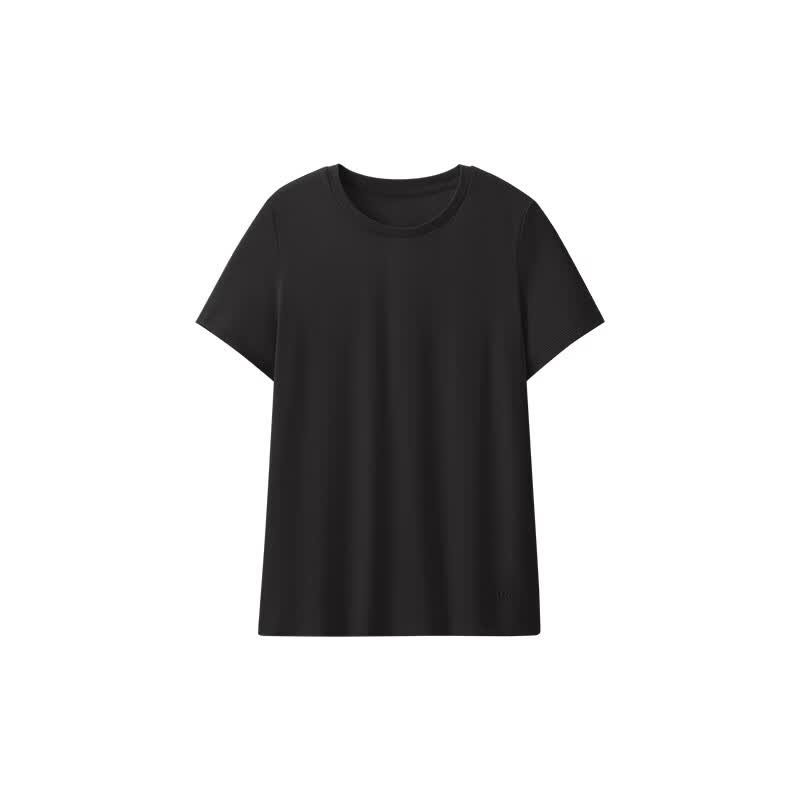 蕉下（beneunder）正肩棉质短袖T恤女士轻薄透气休闲百搭圆领上衣女 【云柔棉】漫暮黑 L