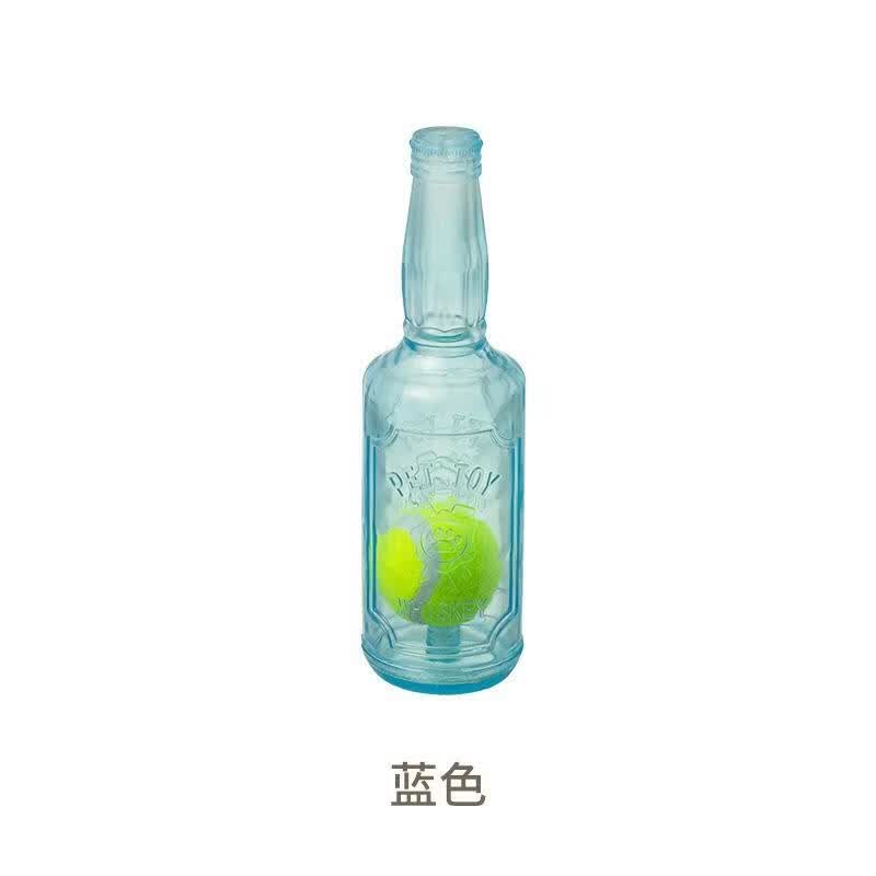 狗狗玩具发声网球瓶子耐咬磨牙自嗨解闷互动咬不烂狗玩具宠物玩具 【带球款-蓝色】发声耐咬