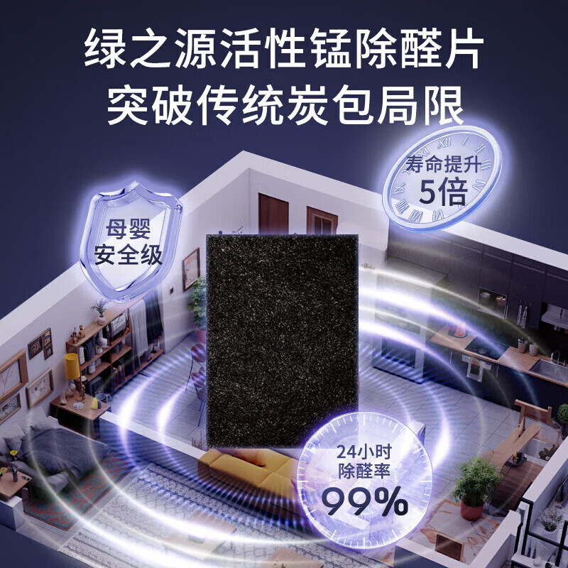 绿之源Mn25活性锰去甲醛分解毡强力除醛片甲醛清除剂家用除甲醛 Mn25丨活性锰除醛片丨10片装 10g1包10片/包