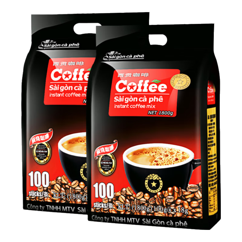 西貢（SAGOCOFFEE）越南進(jìn)口西貢咖啡三合一速溶咖啡粉袋裝貓屎咖啡味炭燒原味咖啡 炭燒咖啡200條(1800g*2袋)