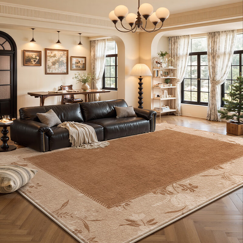 著忆地毯客厅中古风2026新款法式复古免洗可擦免打理防水卧室沙发地垫 S波斯绒-浅拾花事 定制尺寸【联系客服】