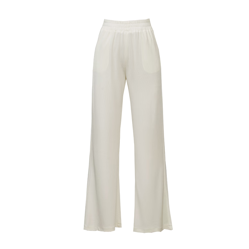 逸阳（ESE-Y）莫代尔黑色微喇裤女春夏新款高腰垂感直筒休闲喇叭裤子 白色 30