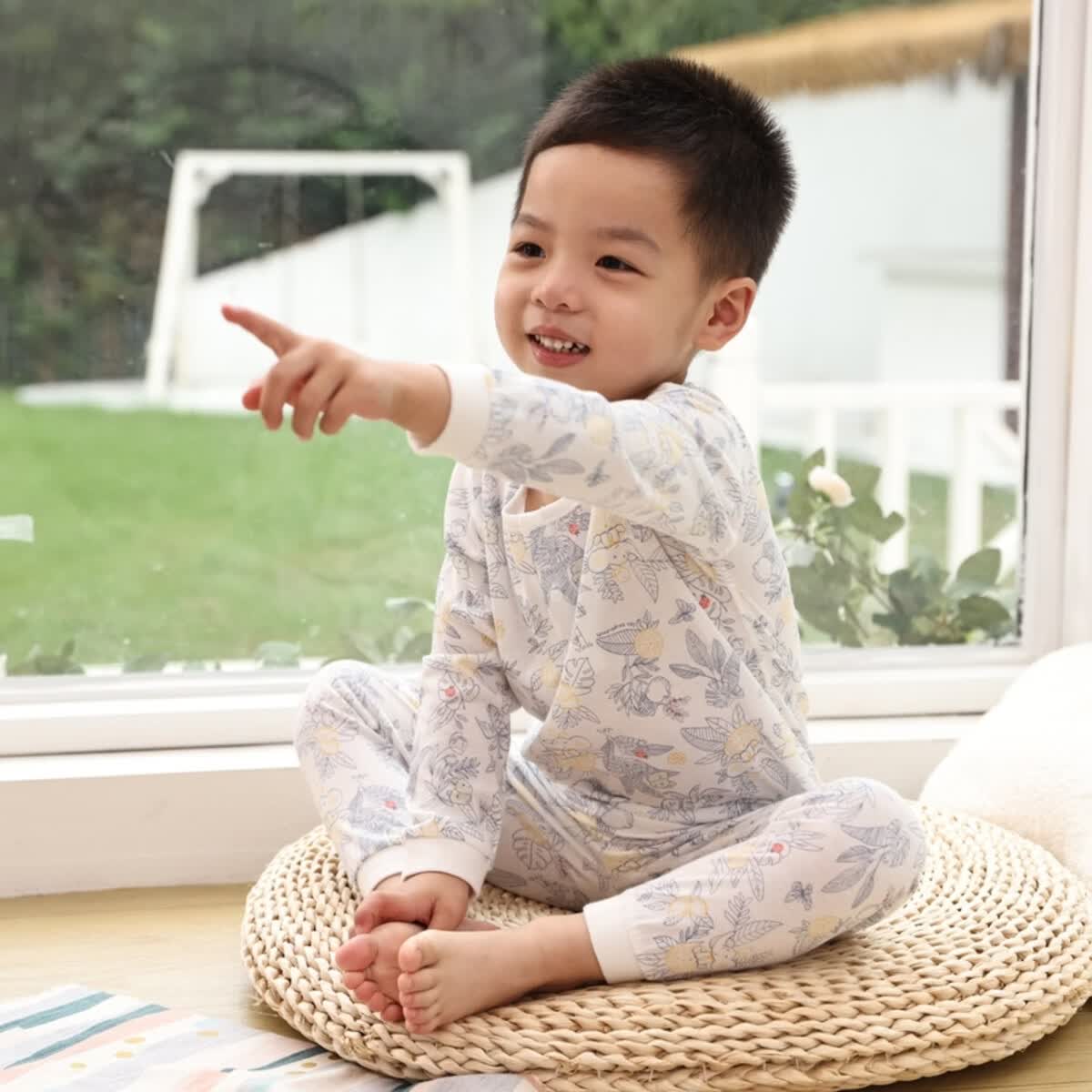 丽婴房(Les enphants)【天丝】儿童睡衣儿童家居服套装兰精天丝睡衣套装空调服 白色 130 cm