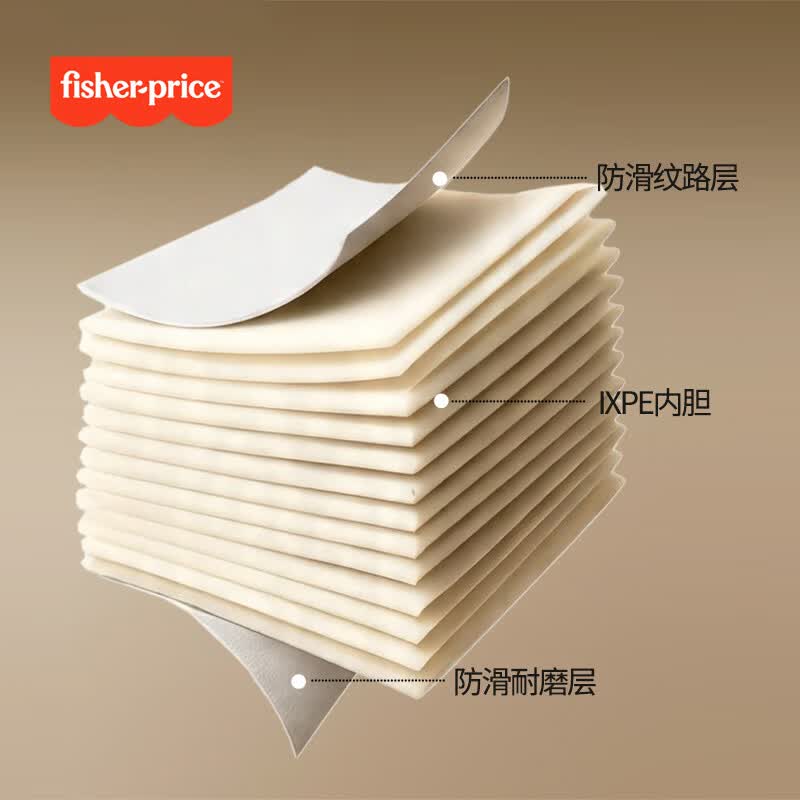 费雪(Fisher-Price)宝宝爬爬垫婴儿折叠垫无味IXPE客厅地垫儿童加厚爬行垫泡沫防摔 抗污耐磨【覆膜+蜂氧棉IXPE-压边】卡通动物+大巴车 150*180*2cm【甲酰胺甲醛N.D. 99%抗菌】