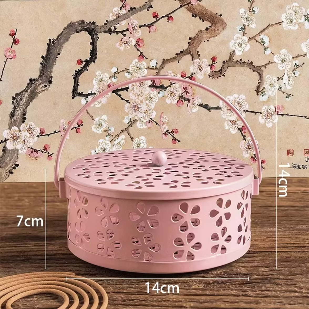 古风香薰炉防火蚊香架蚊香盘铁艺加厚带盖家用书房浴室厕所熏香炉 随机颜色一个