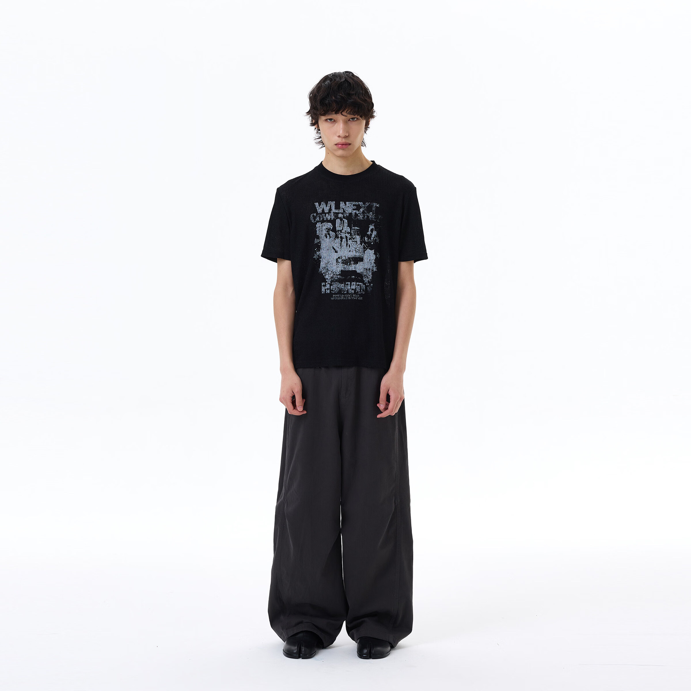 尾郎的店夏季美式肌理感短袖正肩T恤男复古高级感ins潮牌上衣情侣 黑色 S