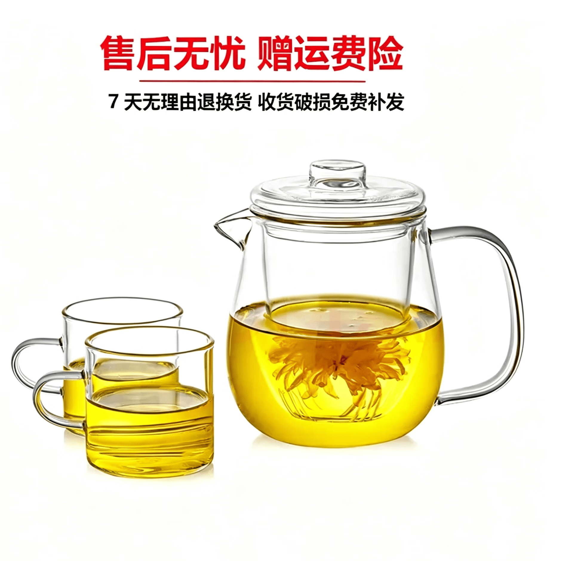 茶壶玻璃耐高温泡茶壶玻璃茶具套装过滤茶水分离杯水壶花茶壶家用 【加厚】透明企鹅壶+2个杯子 700ml