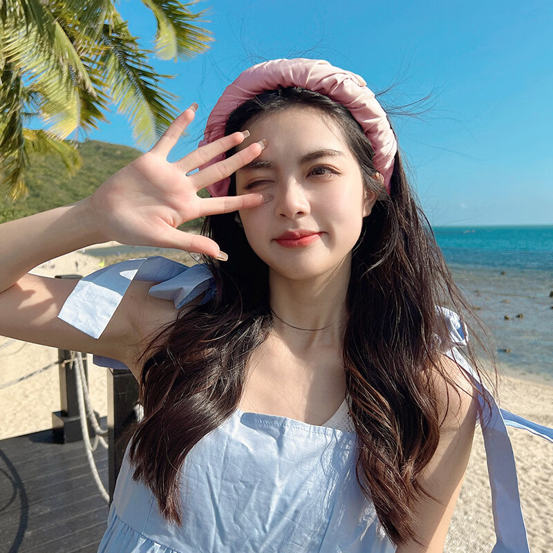 遮阳帽贝壳空顶可折叠显脸小透气大帽檐夏季户外跑步 米白