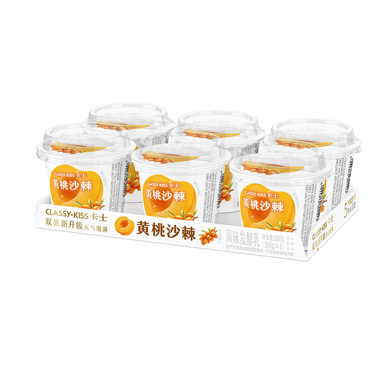 卡士（CLASSY.KISS）黄桃沙棘果粒鲜酪乳100g*6杯 低温酸奶 风味发酵乳