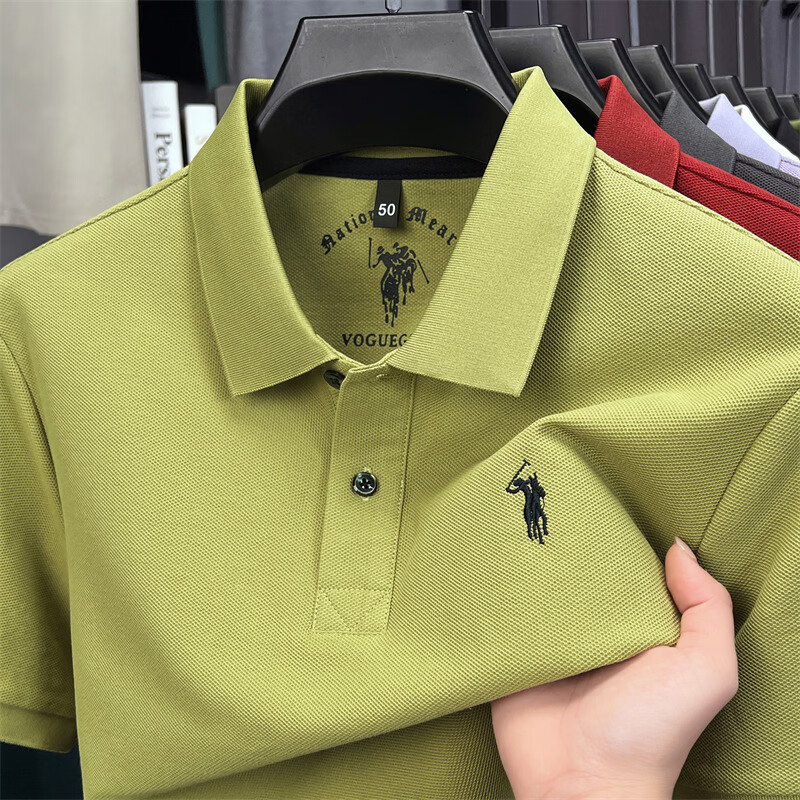 老爷车（LAOYECHE）100%纯棉翻领短袖T恤男士夏季吸汗透气刺绣宽松休闲半袖POLO衫男 AQ8257深灰 4XL 推荐190-210斤