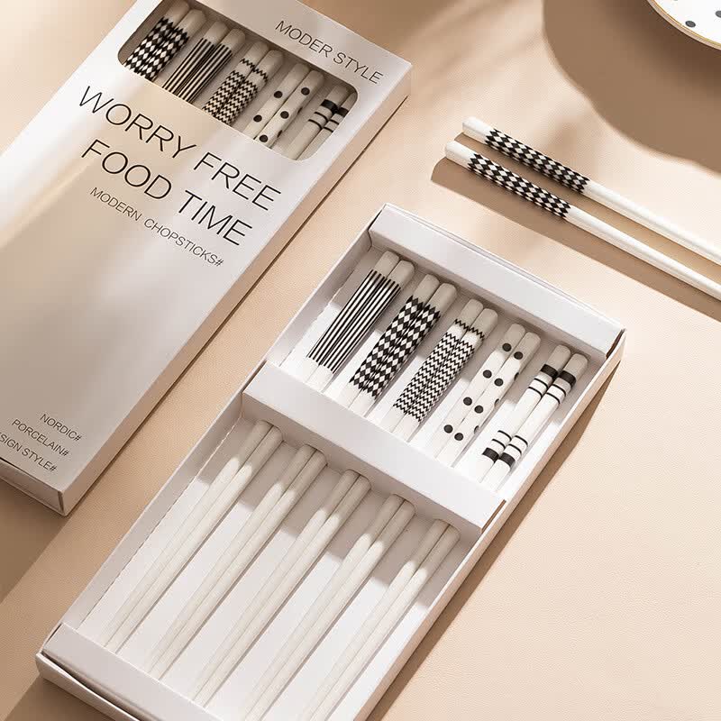 星舵家用简约黑白ins风陶瓷筷子家庭装组合高感送礼2022新款礼盒 拉萨白瓷筷-10双装(不带礼盒)