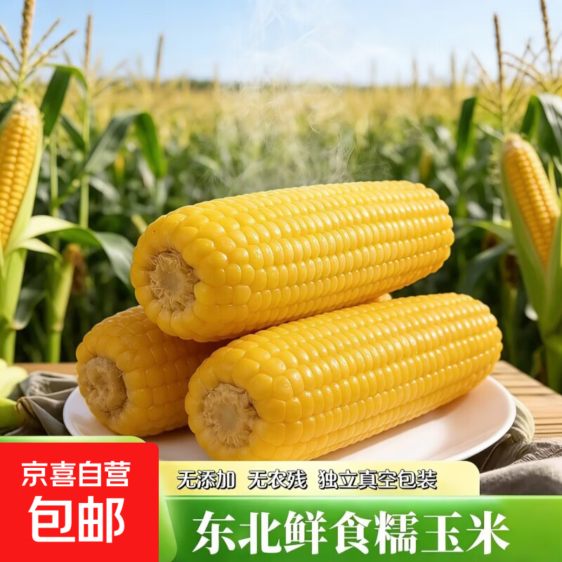 东北真空即食甜糯玉米黄糯有机带叶玉米早餐必备整箱批发京东包邮 黄糯玉米1根*280g