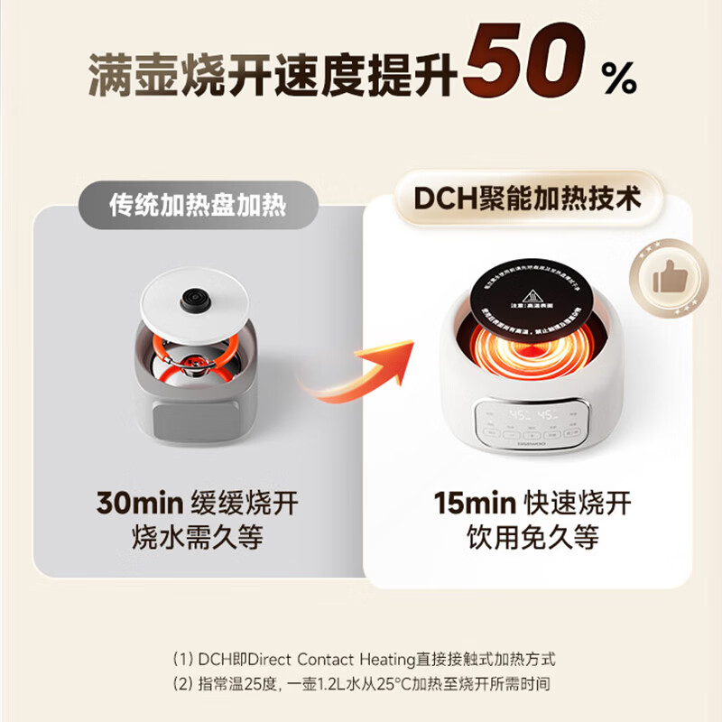 大宇（DAEWOO）家用养生壶全玻璃壶身煮茶壶陈皮煮茶器花茶壶烧水壶保温一体全自动恒温电热水壶YS14 白色（调奶器模式） 1.2L 标配款