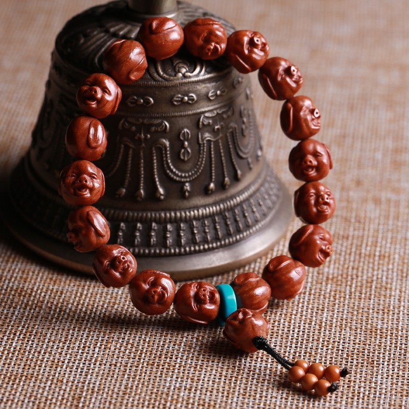 kerla野生龙纹小核桃雕刻福猪男女文玩手串苏工名家核雕红润  雕工