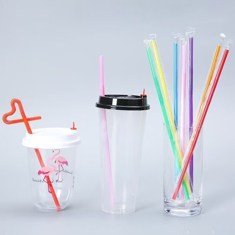 彩色独立包装艺术吸管一次性食品级可弯曲饮料豆浆奶茶店早教手工 100支