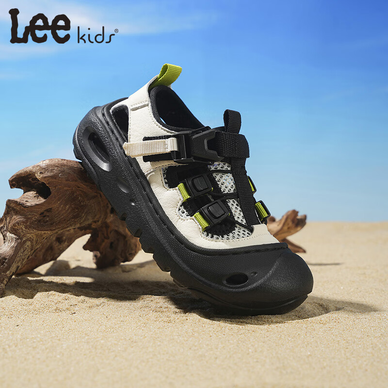 Lee童鞋夏季新款儿童沙滩凉鞋女童包头防滑涉水鞋男童 黑米 36 【建议脚长222mm】