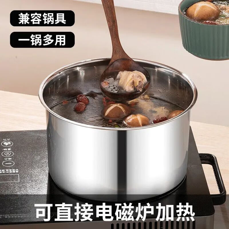 调味盒摆摊调料罐加厚不锈钢味盅带盖圆形猪油盆商用炖盅罐调料缸 带盖 【3件套】 20cm【饭馆】