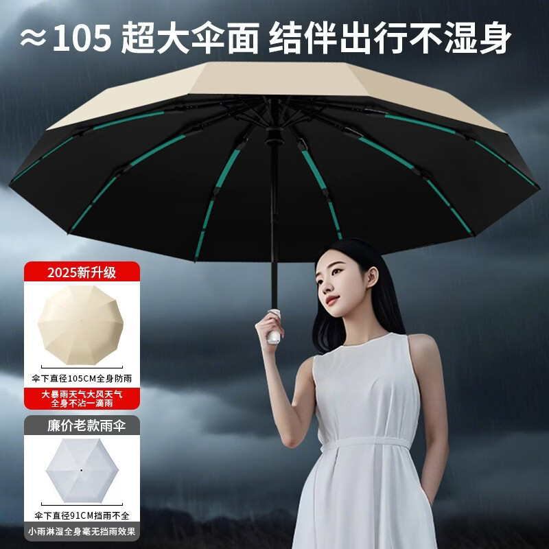 艾小姐加强伞骨雨伞太阳伞防紫外 &黑胶防晒遮阳伞 120骨黑胶全自动雨伞 【自动】8骨黑胶-酒红