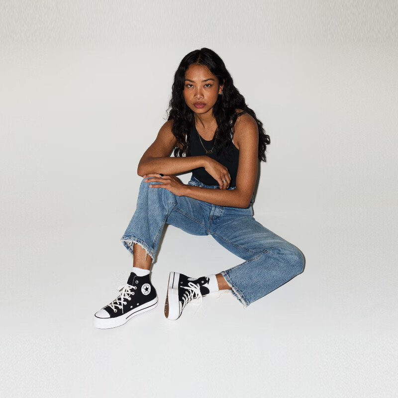 匡威(Converse)All Star Lift夏季女高帮帆布经典厚底鞋黑色560845C 560845C/黑色 (推荐选大半码) 37