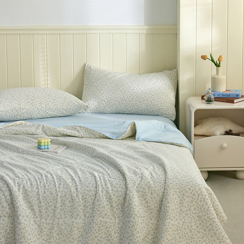 多喜爱（Dohia）夏凉被子空调被芯棉被子春秋四季通用家用卧室透气不闷汗夏凉被子 全棉填充透气夏凉被【花前悦夏】 1.2-1.5米床适用【152*218cm】 夏被