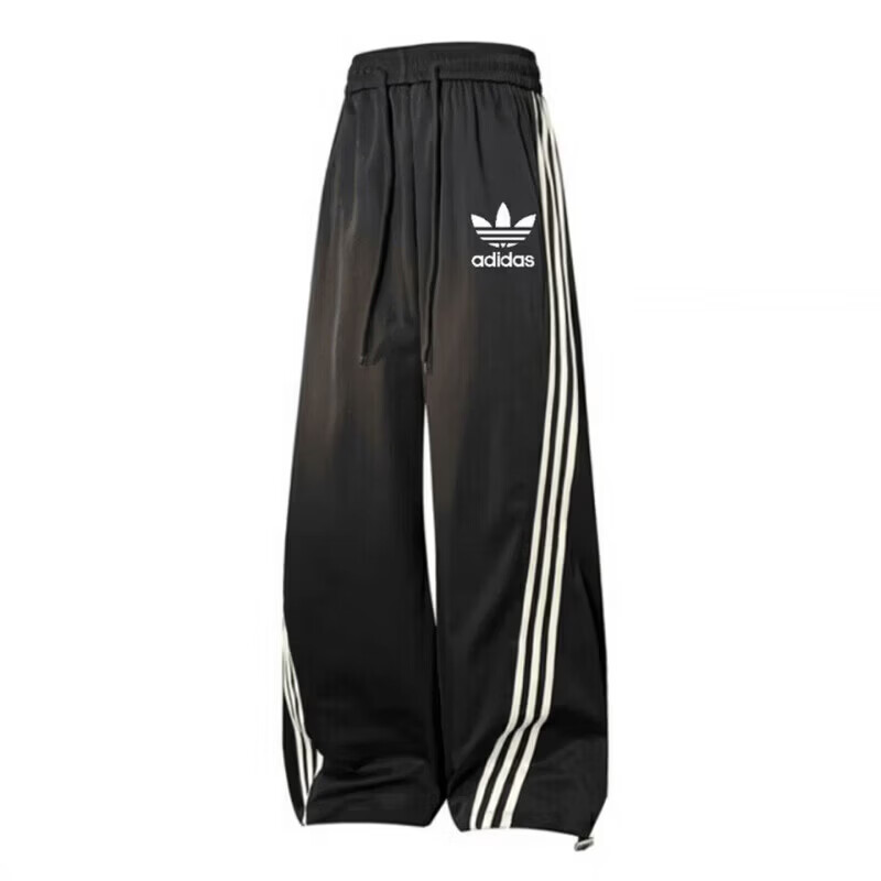 阿迪达斯（adidas）2026新款三叶草工装休闲裤速干扭扭裤男女夏季薄款宽松直筒阔腿裤 阿迪达斯三叶草藏青色 2XL 身高180-185CM 170-190斤