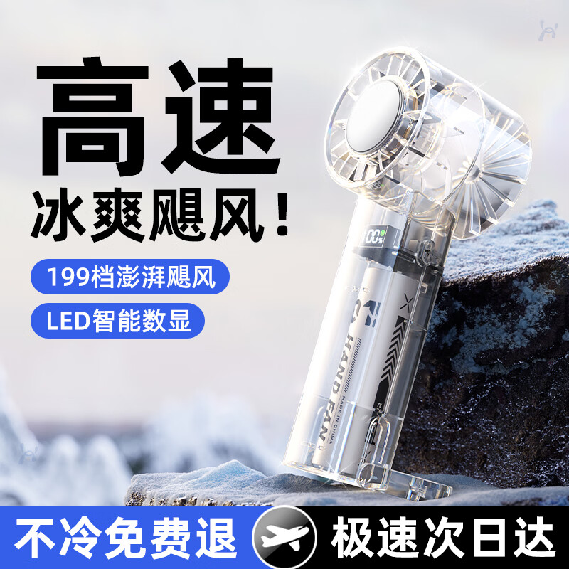 贺物便捷手持小风扇迷你usb风扇户外学生宿舍办公室充电随身小电扇 冰雾白【旗舰版8H续航】