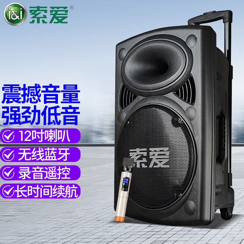 索爱(soaiy)索爱t19户外广场舞音响蓝牙便携式移动话筒麦克风k歌拉杆