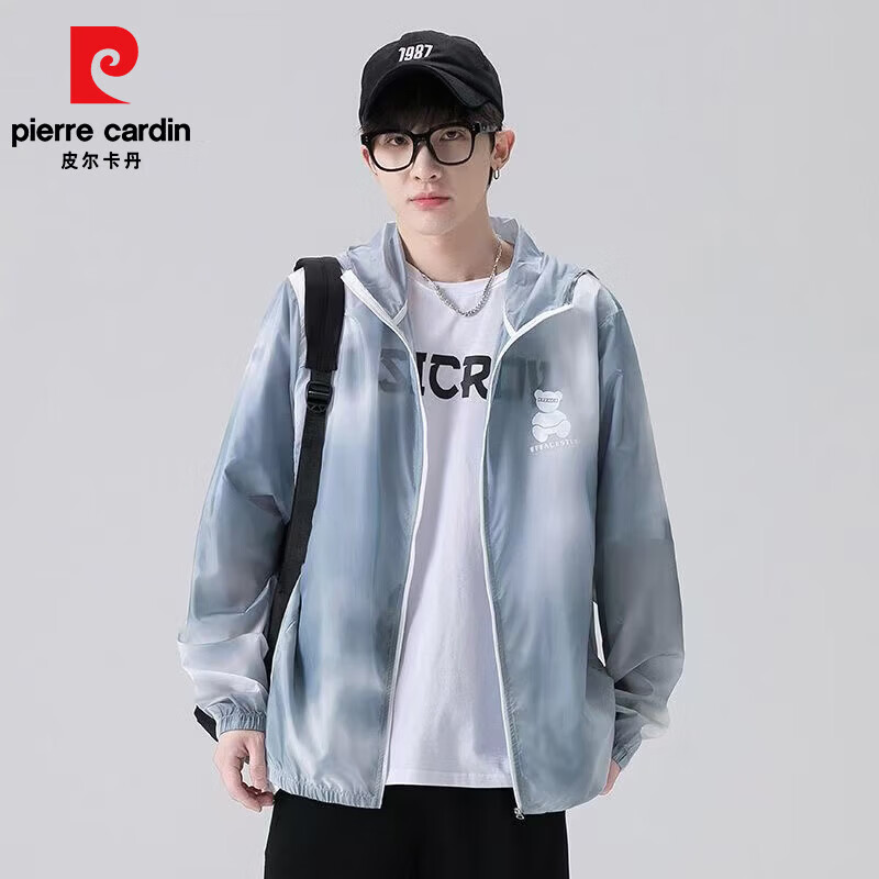 皮尔卡丹（pierre cardin）防晒衣男2026新款渐变色情侣外套上衣男女 灰色 M