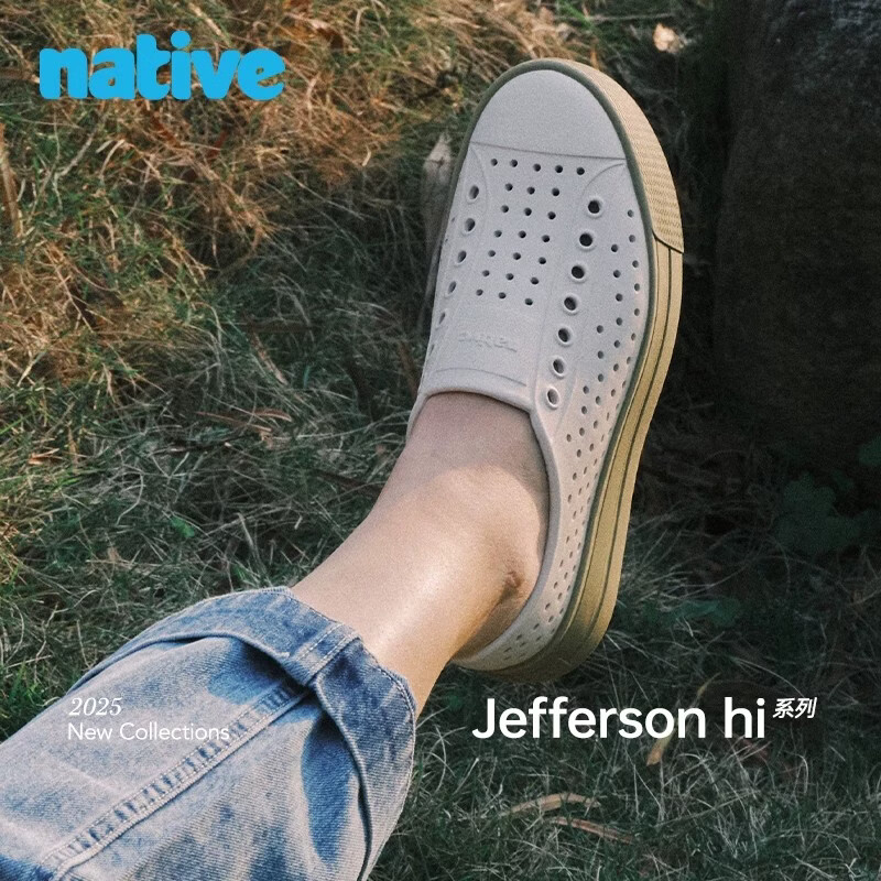 Native厚底洞洞鞋女增高鞋Jefferson hi夏季新款运动凉鞋女休闲板鞋男士 【爆款】银蕨 38