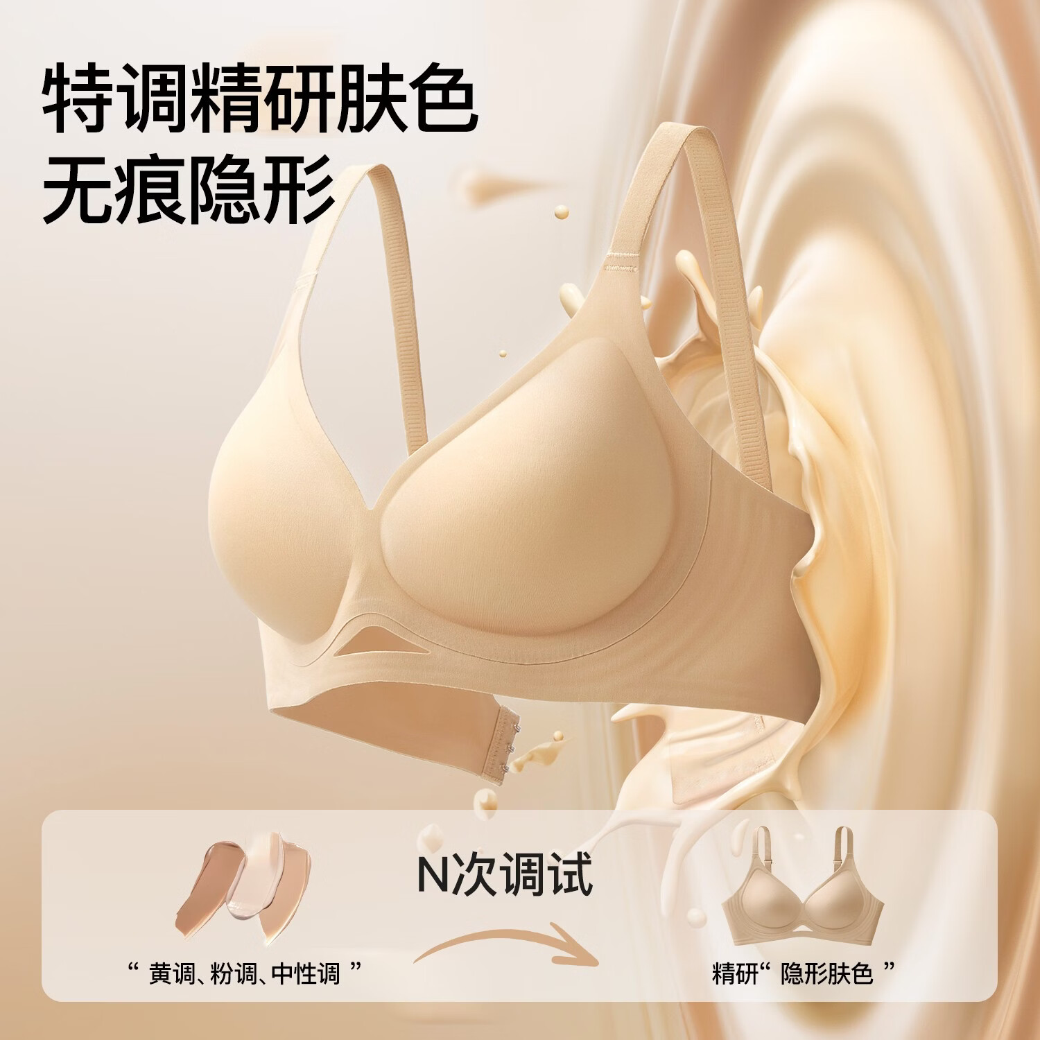 秘密世界(SecretWorld)内衣女小胸聚拢收副乳防下垂无痕无钢圈软支撑文胸罩夏季 粉肤色+灰杏色 M 70ABC/75A/75B