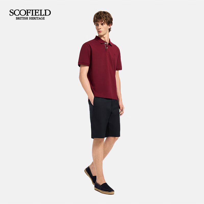 Scofield男装26年夏季新款弹力亲肤通勤品质翻领休闲短袖POLO衫男 红色 XL (180)
