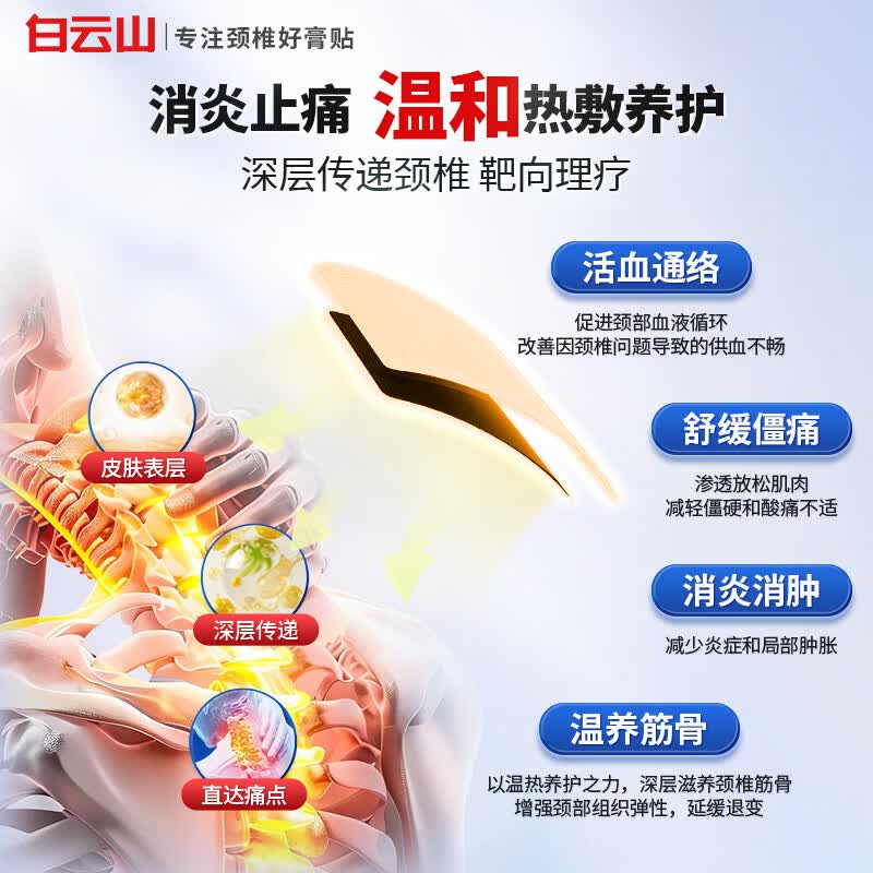 白云山颈椎贴 远红外治疗贴 颈椎病专用贴膏压迫神经头晕头痛脑供血不足 3盒强效装【颈椎病养护颈椎】 膏贴金榜销冠&多地次日达&无效可售后