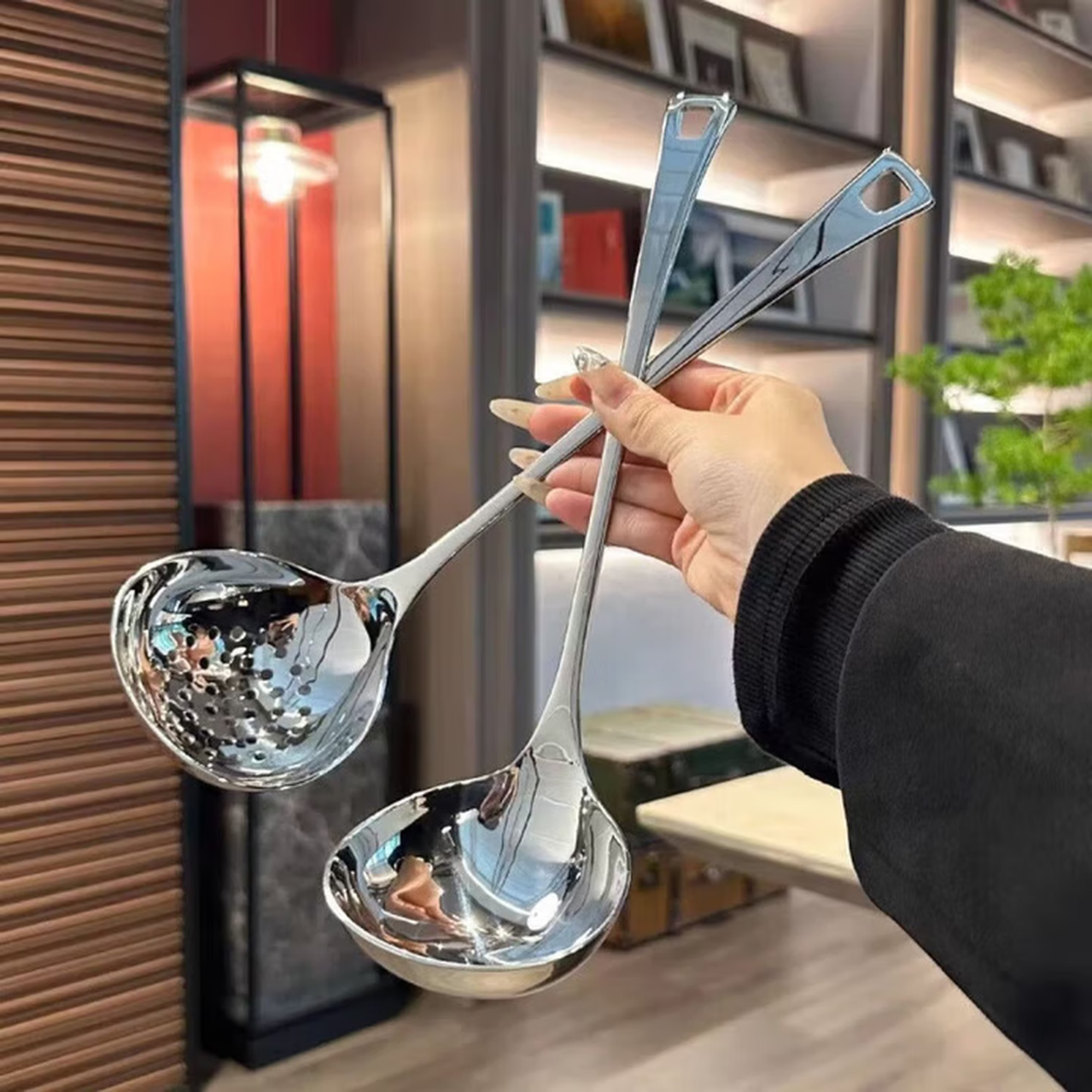 不锈钢汤壳汤漏网红长柄漏勺厨房盛汤粥勺家用小汤勺餐厅火锅 汤勺+漏勺