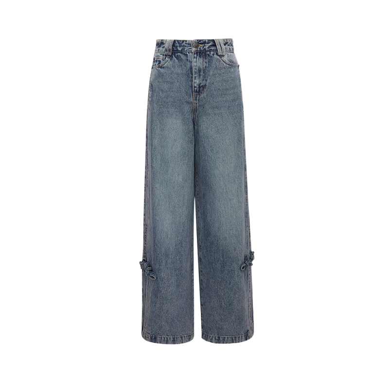 LULUALWAYS【商场同款】24秋季新款简约时尚百搭直筒裤蓝色牛仔裤 蓝色 S3946元拍4件(合986.5元/件)