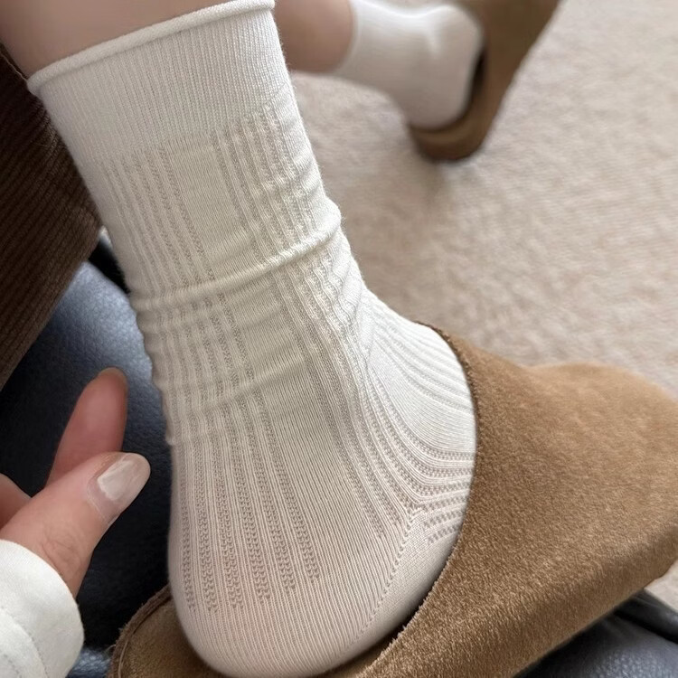 无骨袜子女夏季薄款纯色中筒袜镂空卷边透气2026新款芭蕾风堆堆袜 两双随机 请亲备注 2双 均码 【极致抗起球】