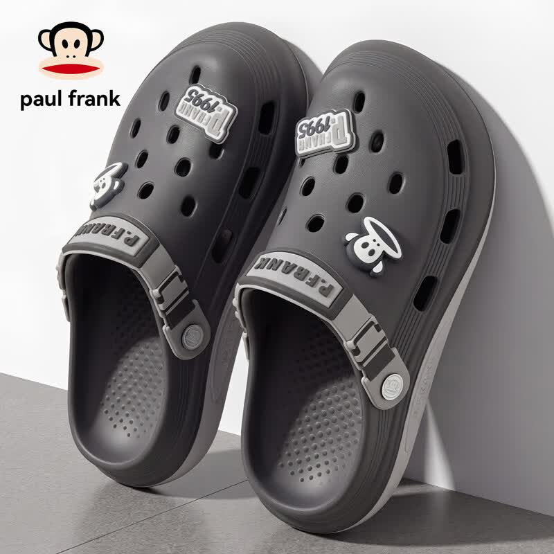 大嘴猴踩屎感洞洞鞋男士夏季2026新款防滑防臭厚底沙滩外穿凉鞋女 灰色 42-43 正码【内长265mm】