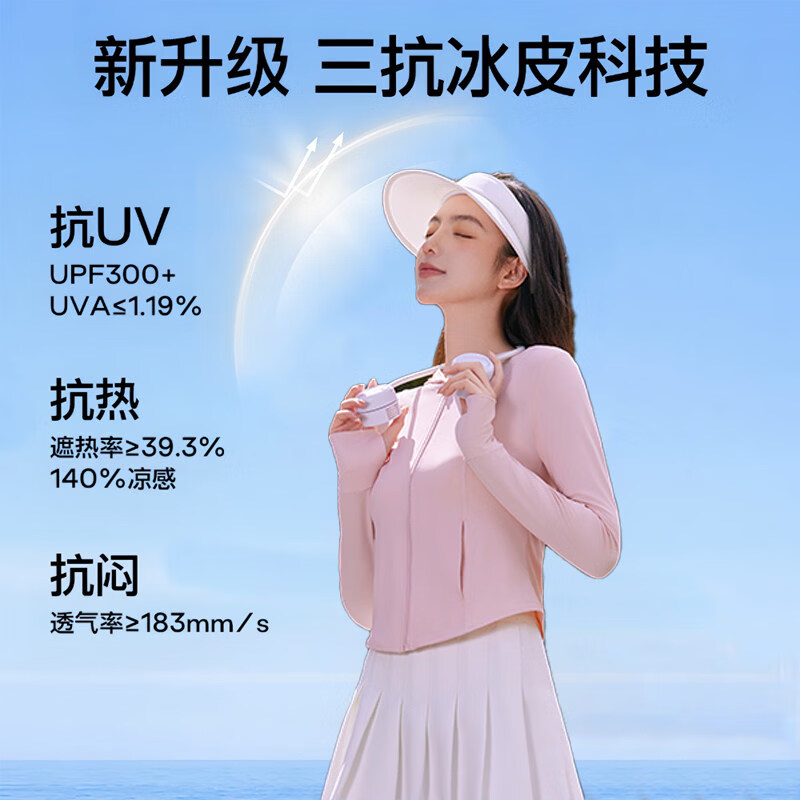 猫人UPF100+收腰防晒衣女夏季防紫外线运动修身防晒服遮阳短外套 幻影黑 UPF50+【原纱收腰防晒衣】 L 推荐100斤-120斤