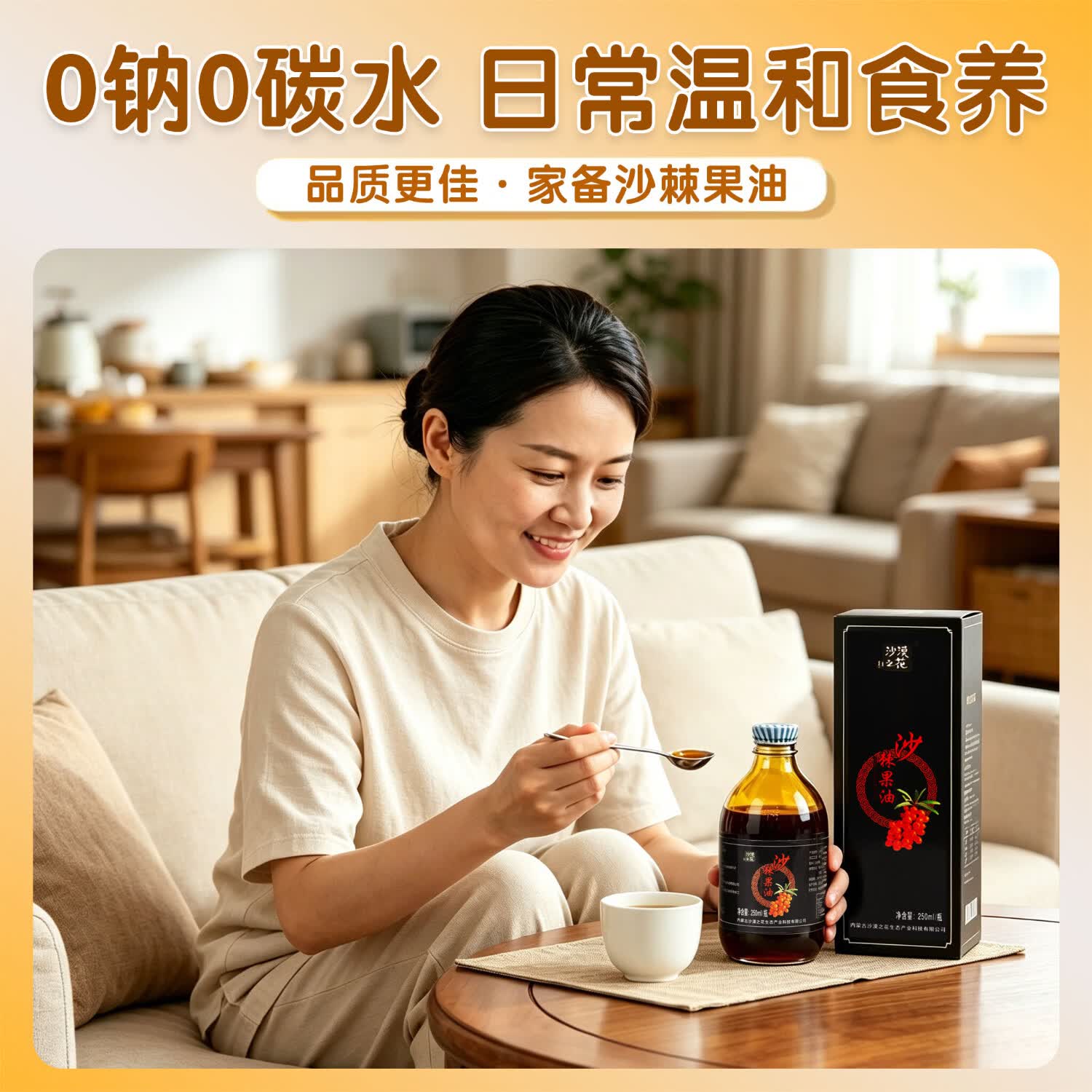 沙漠之花沙棘油 沙棘果油能量油 250ml无添加剂 送籽油凝胶糖果年货礼盒装
