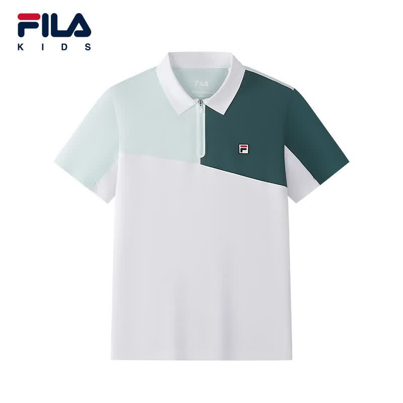 FILA斐乐儿童童装短T类2026年夏季新款男中大童短袖POLO 玉石白-WT 150