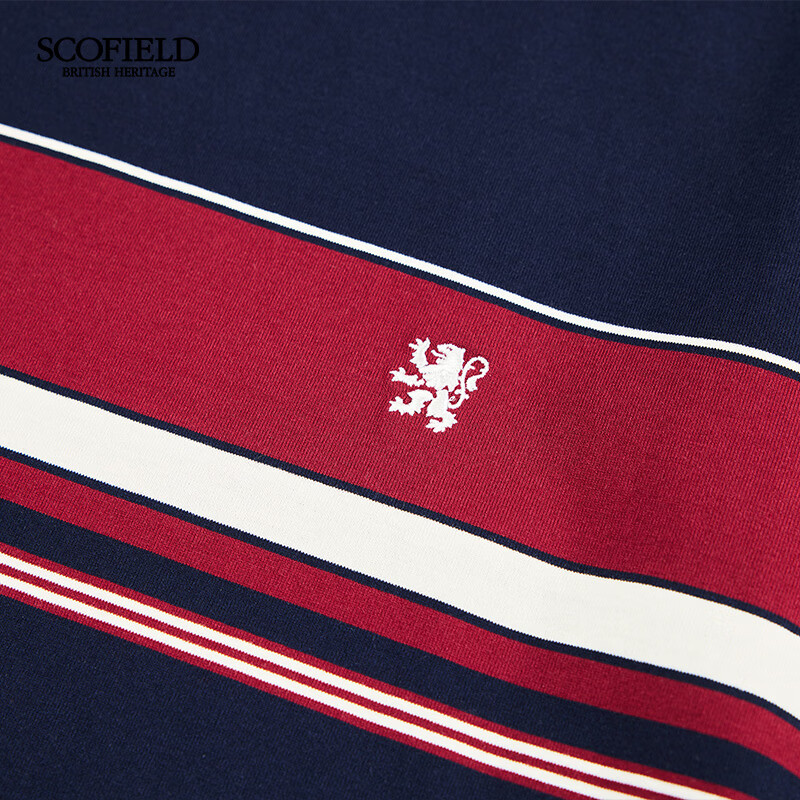 Scofield男装26年夏季新款100%棉圆领条纹商务通勤休闲短袖T恤男 藏青色 常规 M (175)