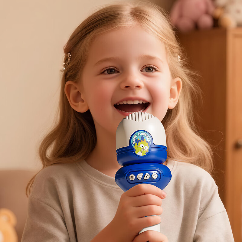 铭塔儿童话筒麦克风玩具男女孩生日礼物 黄色款【录唱一体麦克风】需使用3节7号电池
