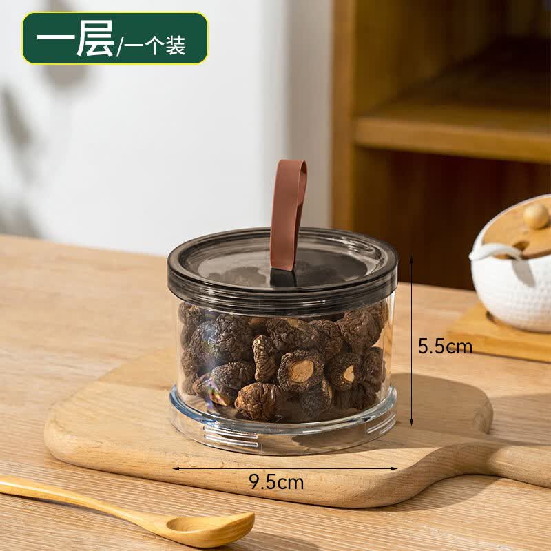 列文虎克 LEEUWENHOEK香料收纳盒厨房家用花椒大料佐料储物盒调料储存罐调料干料密封盒 圆形调料盒带盖1层【颜色随机】