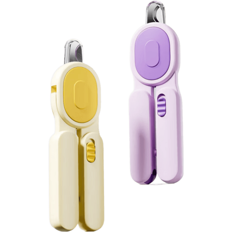 華元寵具（hoopet）貓咪指甲剪指甲刀貓指甲鉗寵物爪子狗狗剪指甲神器小兔子專用剪刀 LED燈+防飛濺擋板指甲剪(奶油黃)_新手友好_防剪傷