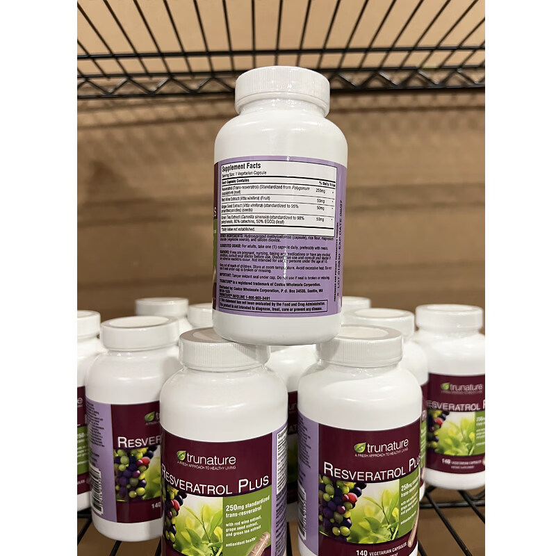 Trunature美国进口TruNature葡萄籽精华 白藜芦醇抗氧化胶囊 140粒成人男女
