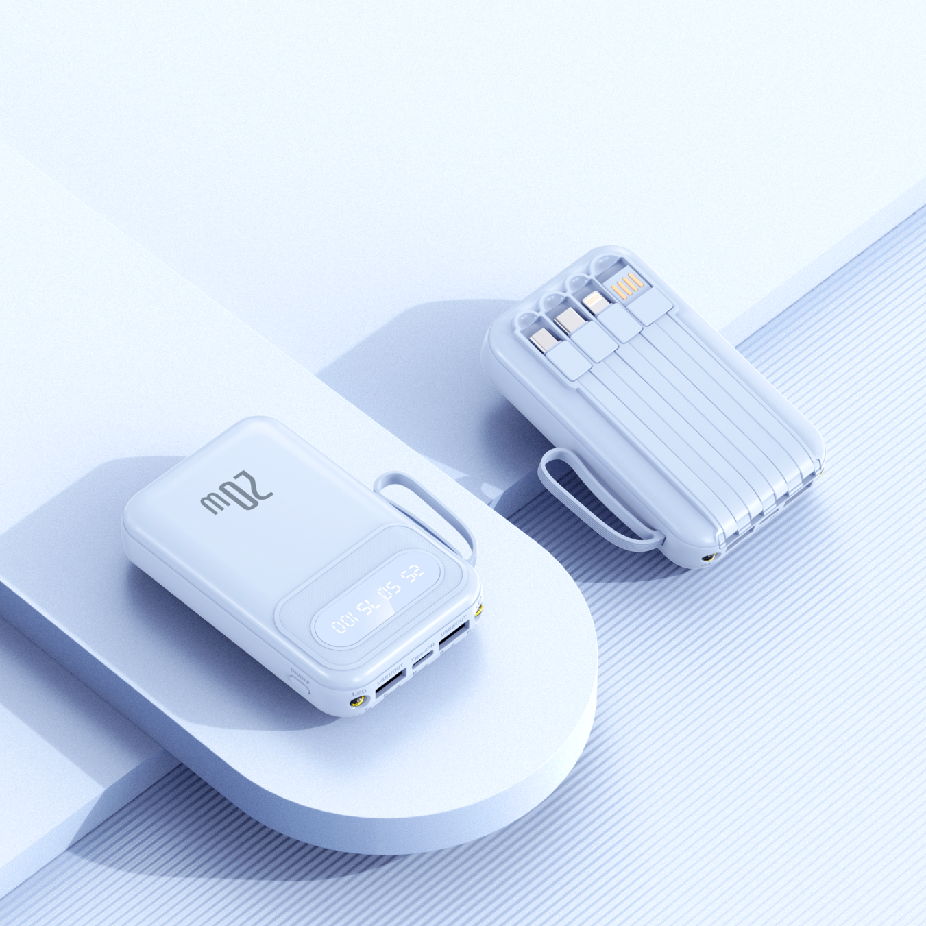 斯沃度直营【国家3C认证】【新国标丨可上飞机高铁】超级快充自带线充电宝小巧移动电源适用苹果小米华为 蓝色【低配版】国产电芯