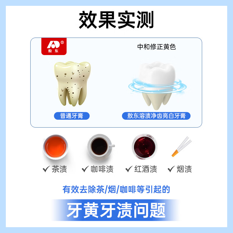 敖东抗菌肽溶渍净齿亮白牙膏 抗菌肽亮白去黄清新口气 【囤货装】抗菌肽牙膏120g*4支