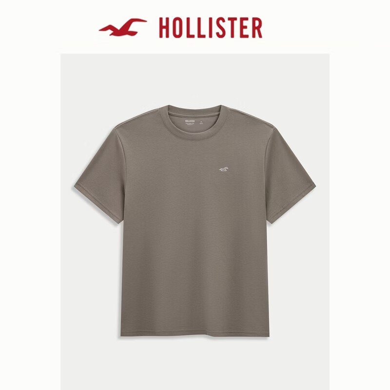 HOLLISTER【凉感】小海鸥图案廓形基础款短袖T恤26夏男装324-6306 浅棕色 S (175/92A)